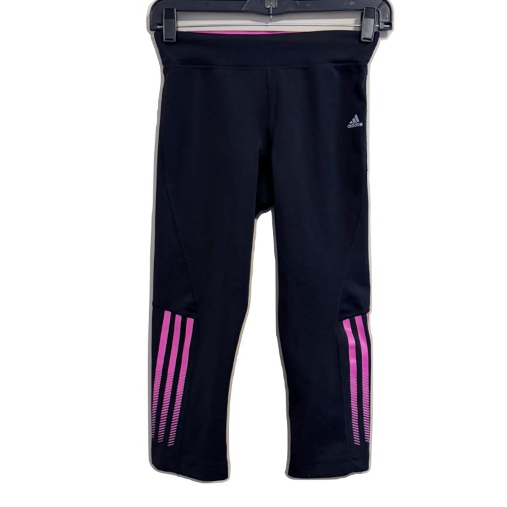 Adidas Black and Pink Crop Leggings Size Small